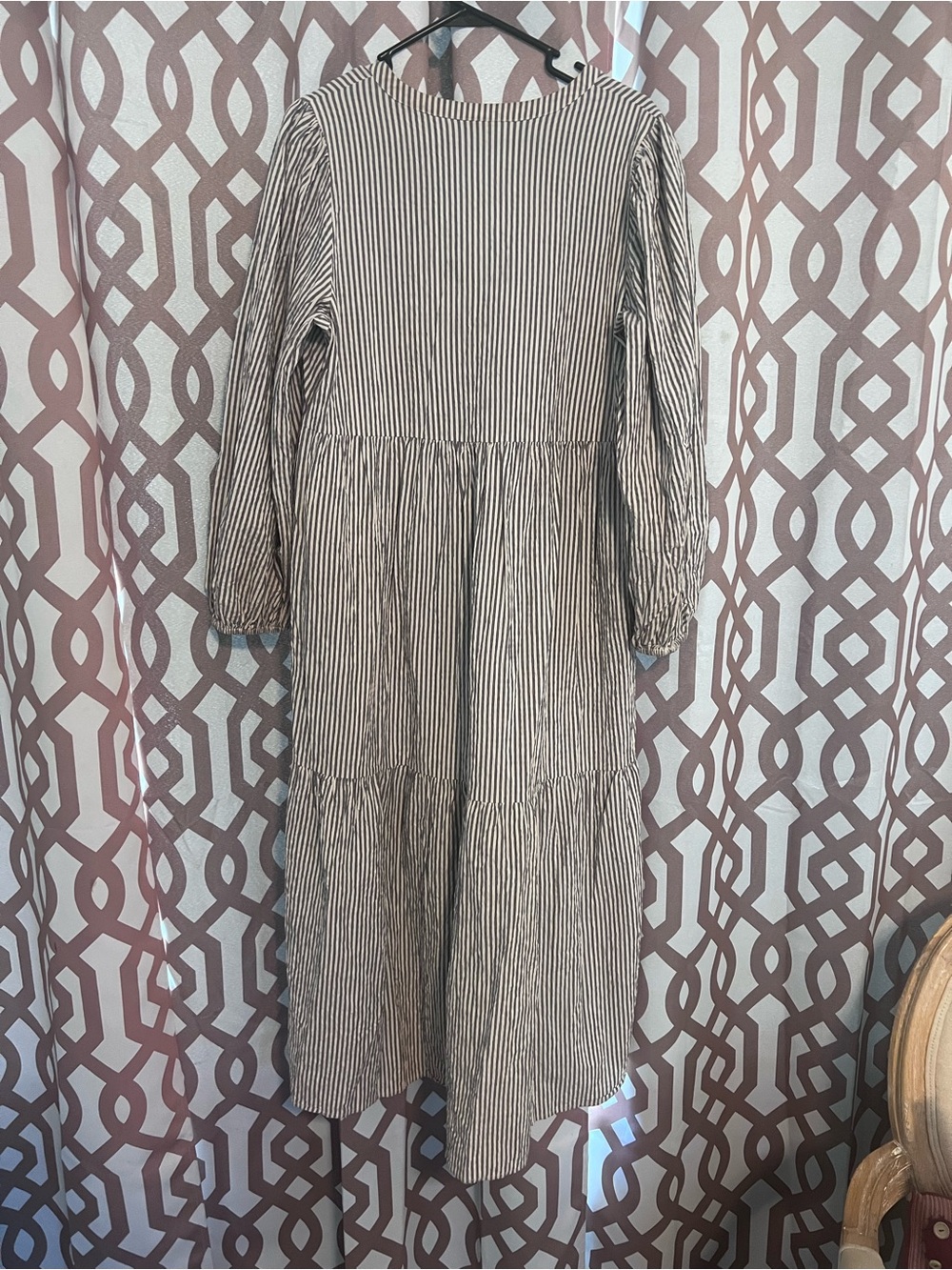 A New Day Striped V-Neck Tiered Maxi Dress in cream and navy - Picture 5 of 7